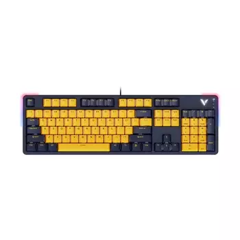 Клавиатура игровая механическая проводная Rapoo V500PRO 2024, Brown Switch, жёлтый/синий, английская раскладка
