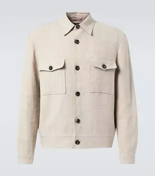 Клем лен и шелк блузон из канваса Loro Piana, Light Stone