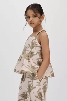 Клемее из хлопка и льна с баской Reiss, бежевый