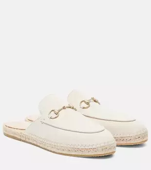 Клео замшевые мюли на эспадрильной подошве Gucci, White Seal