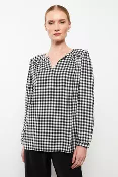 Клетчатая блузка Lc Waikiki, черный
