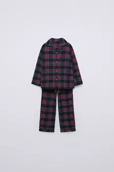 клетчатая фланелевая пижама ZARA, синий