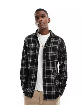 Клетчатая фланелевая рубашка черного цвета Jack & Jones