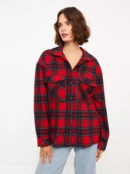 Клетчатая фланелевая Женская куртка-рубашка с длинным рукавом Xside