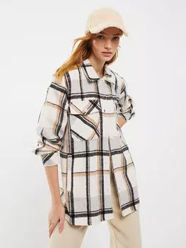 Клетчатая фланелевая Женская куртка-рубашка с длинным рукавом Xside