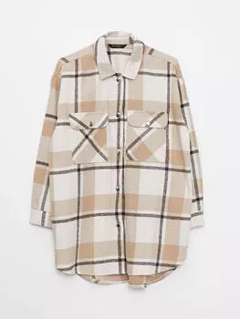 Клетчатая фланелевая Женская куртка-рубашка с длинным рукавом LCW Modest