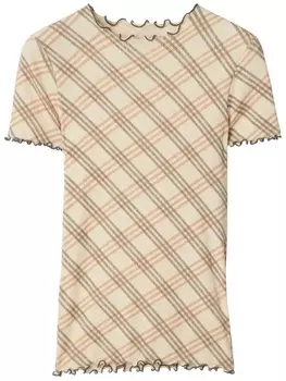 Клетчатая футболка Burberry, нейтральный цвет