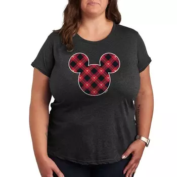 Клетчатая футболка Disney's Mickey Mouse Plus с графическим рисунком, цвет Heather Charcoal