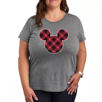 Клетчатая футболка Disney's Mickey Mouse Plus с графическим рисунком, цвет Heather Gray