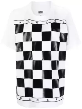 Клетчатая футболка MM6 Maison Margiela, белый