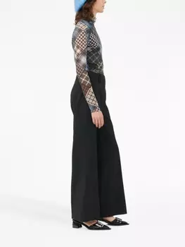 Клетчатая футболка с высоким воротником GANNI, синий