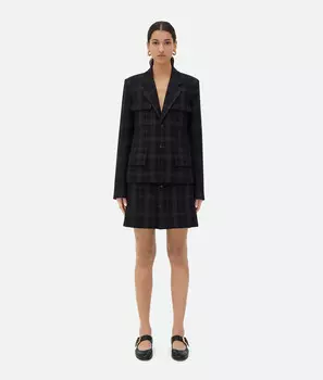Клетчатая хлопковая куртка из мулине Bottega Veneta, коричневый/синий