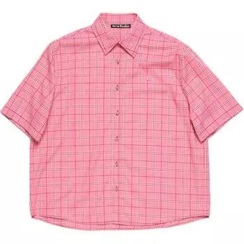 Клетчатая хлопковая рубашка Acne Studios, Tango Pink