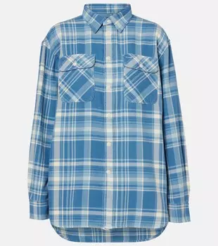 Клетчатая хлопковая рубашка из твила Polo Ralph Lauren, Blue/White Multi Plaid