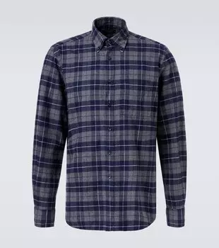 Клетчатая хлопковая рубашка Slowear, Blu Scuro