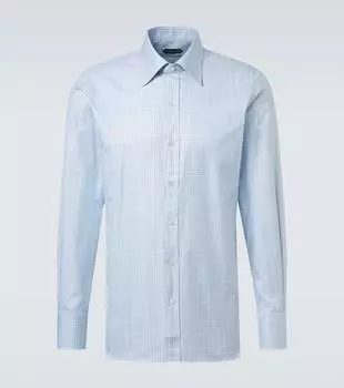 Клетчатая хлопковая рубашка Tom Ford, Sky Multicolor