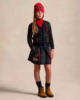 Клетчатая хлопковая юбка для девочки Polo Ralph Lauren, мультиколор
