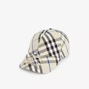 Клетчатая кепка из смесового хлопка с фирменной вышивкой Burberry, цвет lichen