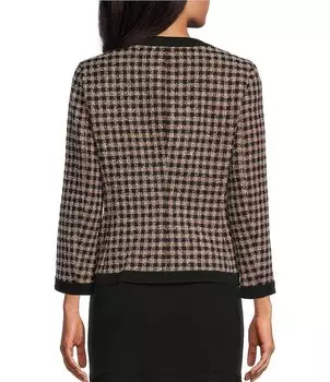 Клетчатая куртка Kasper с длинными рукавами и открытым передом в рамке, коричневый