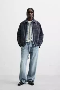 Клетчатая куртка на молнии ZARA, синий