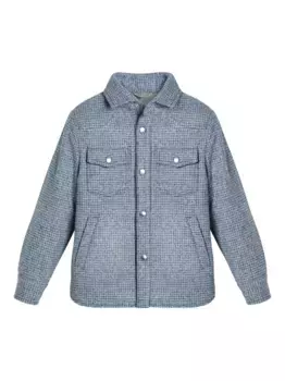 Клетчатая куртка-рубашка Brunello Cucinelli Kids, синий
