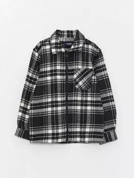Клетчатая куртка-рубашка для мальчика с длинными рукавами LCW Kids, черный плед