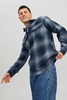 Клетчатая куртка-рубашка с карманами Jack & Jones, серый