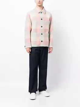 Клетчатая куртка-рубашка с нашивкой-логотипом APC, розовый