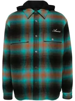 Клетчатая куртка-рубашка с вышитым логотипом AMIRI, коричневый