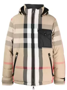 Клетчатая куртка с капюшоном BURBERRY, нейтральный