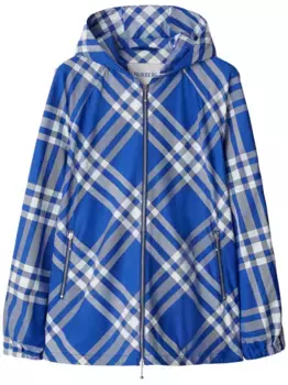 Клетчатая куртка с капюшоном BURBERRY, синий