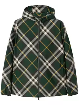 Клетчатая куртка с капюшоном BURBERRY, зеленый
