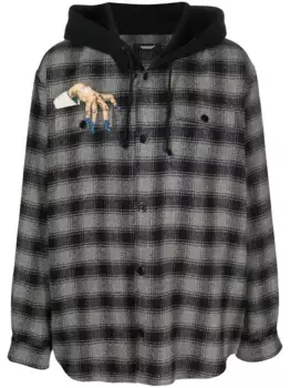 Клетчатая куртка с капюшоном и вышивкой Undercover, серый