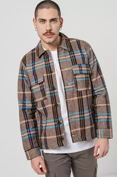 Клетчатая куртка с нагрудными карманами Denim Project, бургундия