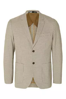 Клетчатая куртка Slim Fit из переработанных материалов. Selected, коричневый