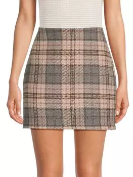 Клетчатая мини-юбка Area Stars, цвет Beige Multi