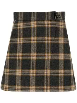 Клетчатая мини-юбка из шерсти Barbara Bui, серый
