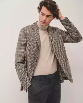 Клетчатая мужская куртка Roberto Verino, цвет Camel