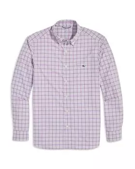 Клетчатая нейлоновая рубашка On the Go Vineyard Vines, фиолетовый