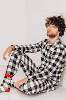 Клетчатая пижама Familysta, черный