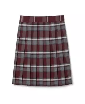 Клетчатая плиссированная юбка средней длины с регулируемой талией для маленьких девочек French Toast