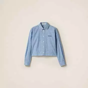 Клетчатая поплиновая рубашка Miu Miu, синий
