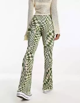Клетчатая расклешенная плиссированная ткань ASOS