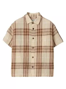 Клетчатая рубашка Burberry Kids, нейтральный цвет
