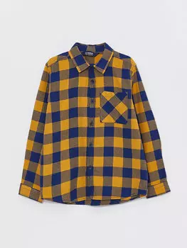 Клетчатая рубашка для мальчика с длинными рукавами LCW Kids, оранжевый плед
