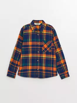 Клетчатая рубашка для мальчика с длинными рукавами LCW Kids, яркий оранжевый плед