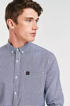 Клетчатая рубашка Gingham с длинными рукавами Next, синий
