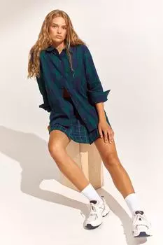 Клетчатая рубашка H&amp;M, темно-синий/зеленый в клетку