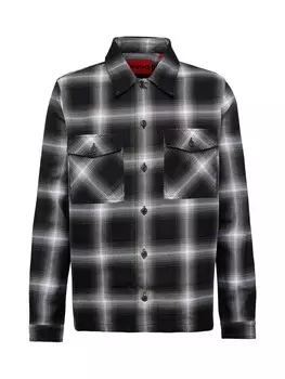Клетчатая рубашка HUGO Comfort fit Button Up Shirt Enalu, черный