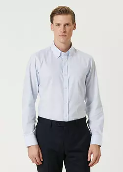 Клетчатая рубашка индивидуального кроя Beymen Collection, голубой